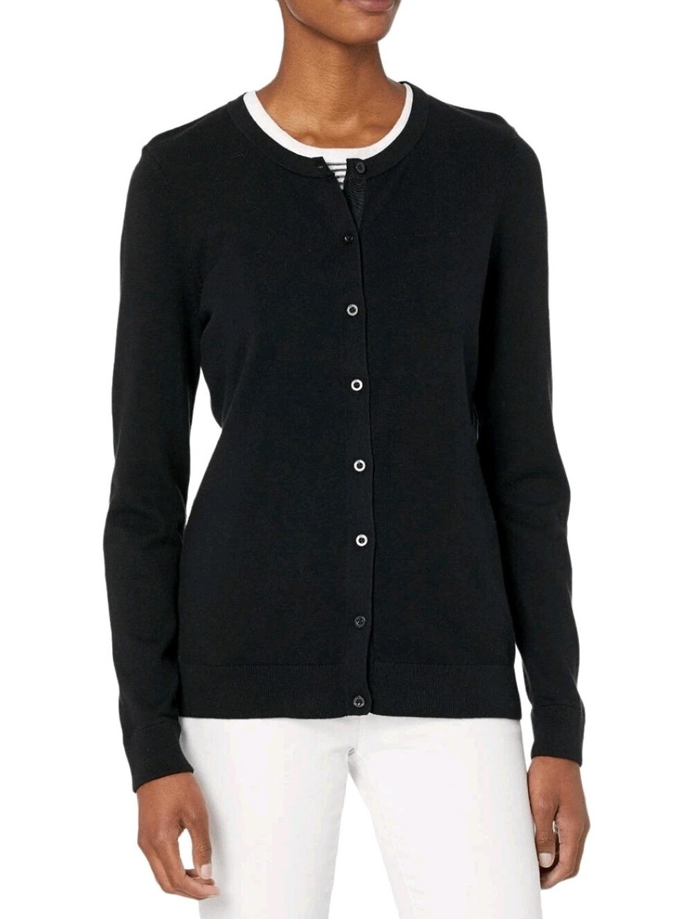 Banana Republic Cardigan Black Medium Crew Small Button Extra Fine Merino Wool